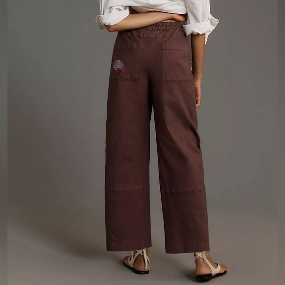 Pilcro The Izzie Relaxed Pull-On Barrel Pants Sz S Embroidered Stretch Ankle - Picture 2 of 11